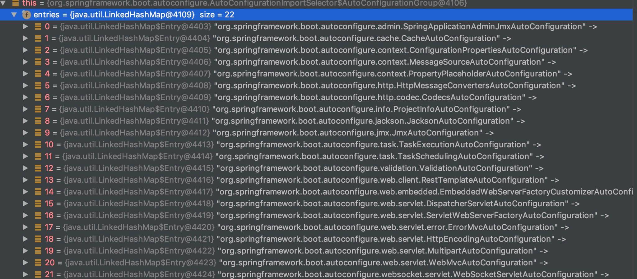 `entries`